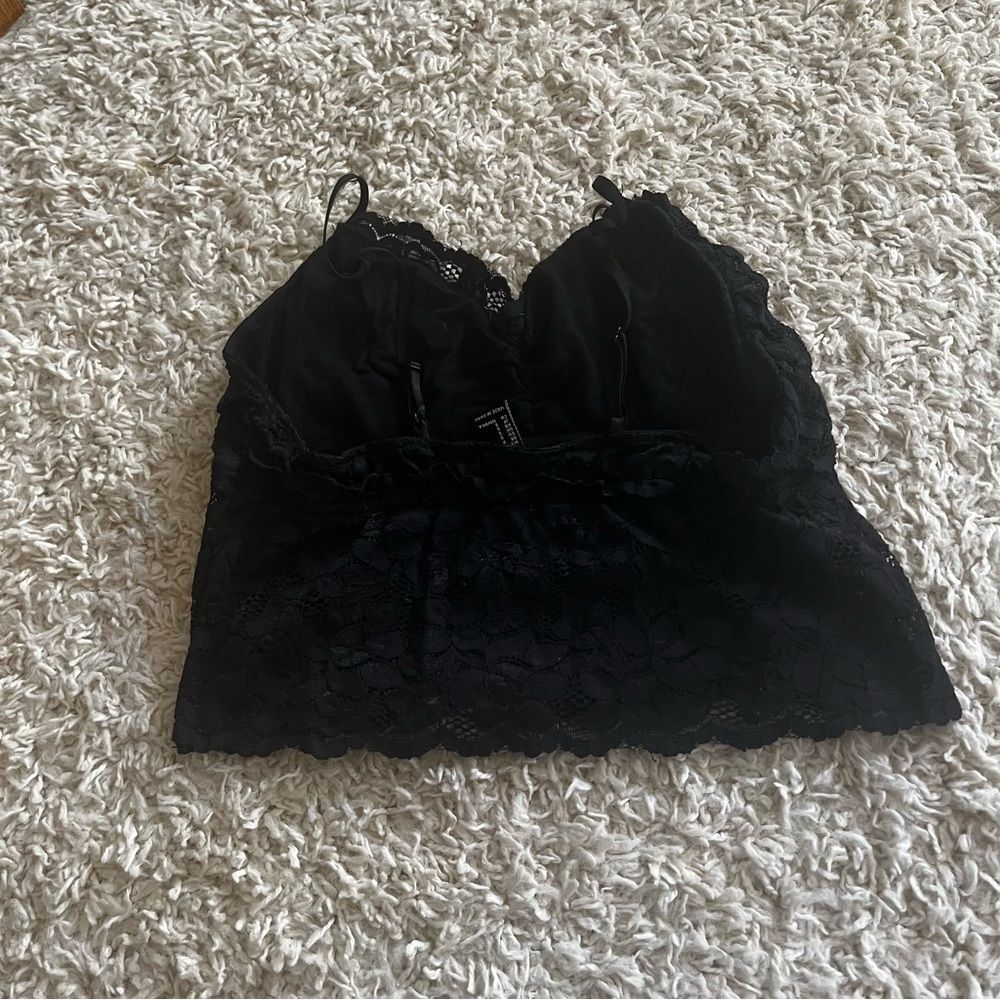 Forever 21 Black Lace LongLine Bralette size small